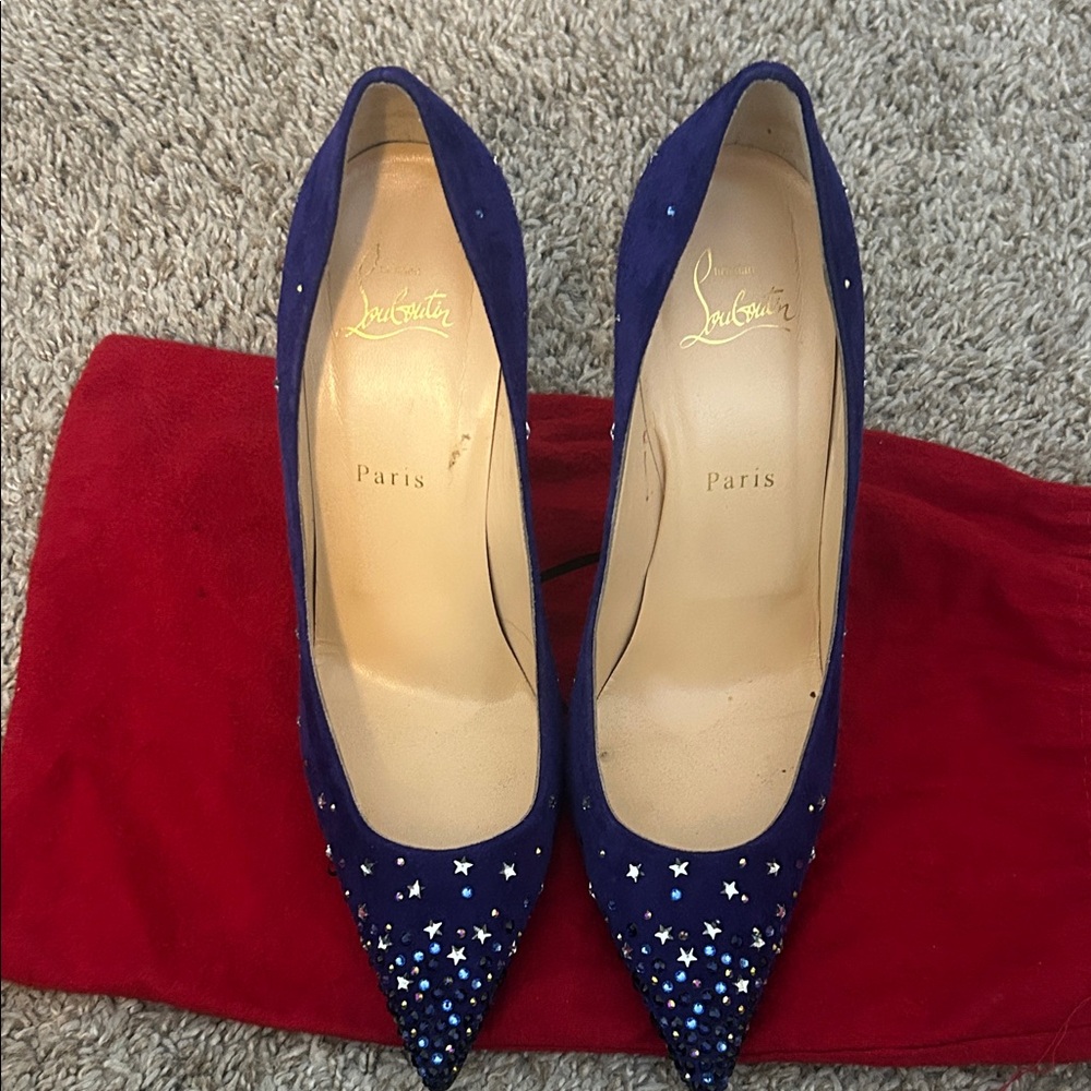 Christian Louboutin Blue Heels with Star Details - Picture 2 of 6